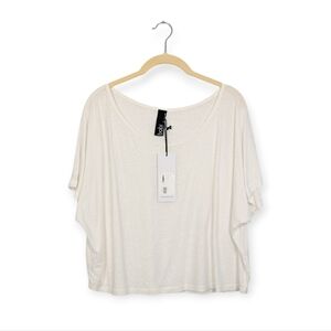 NWT Bobi Los Angeles White Linen Blend Boxy Tee Size L